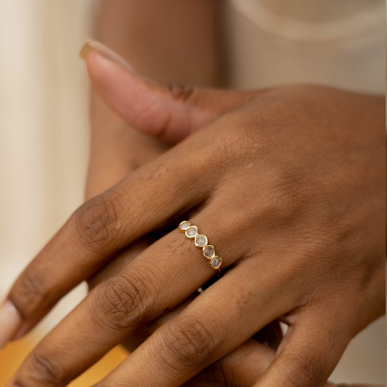 Solid Gold Luna Moonstone Ring