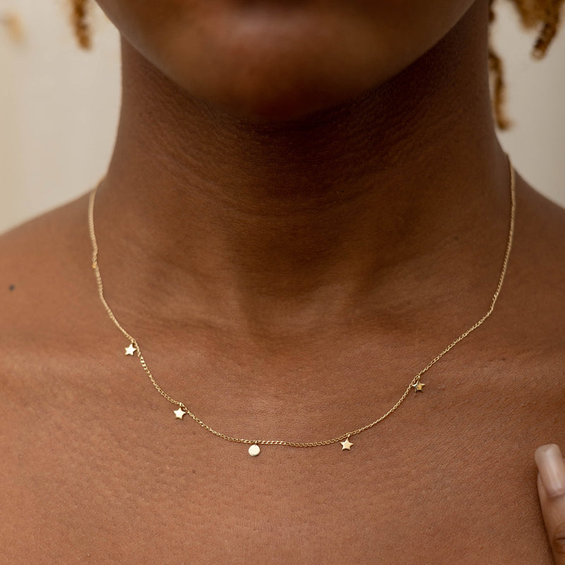 Solid Gold Multi Star Necklace