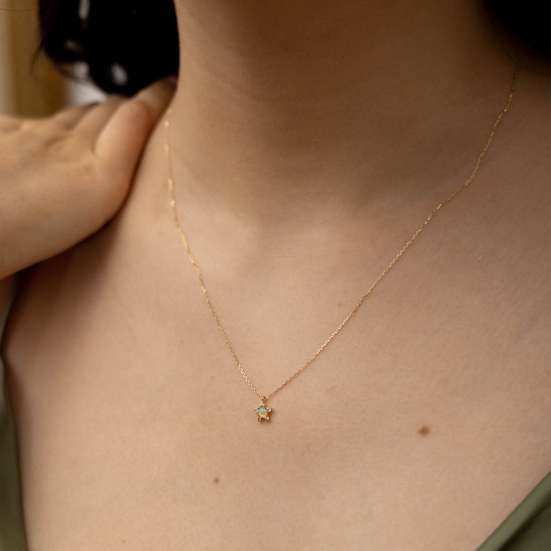 Solid Gold Star Opal Necklace