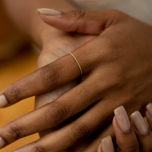 Solid Gold Thin Twist Band Ring