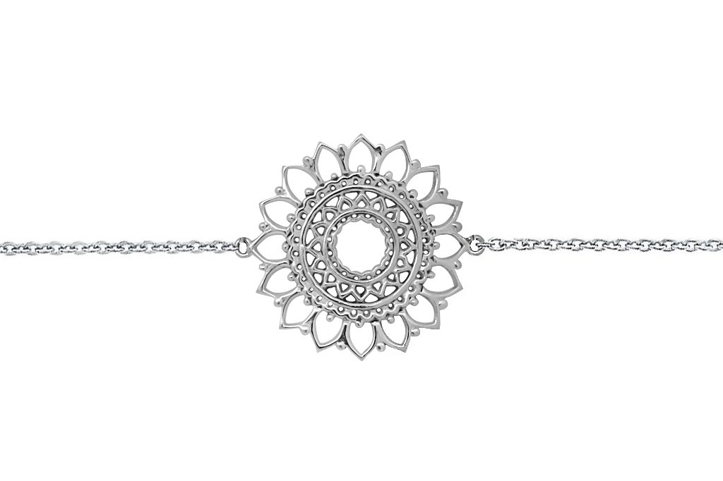 bracelet en argent sterling soleil mandala charme boho chic style bohème pour femme