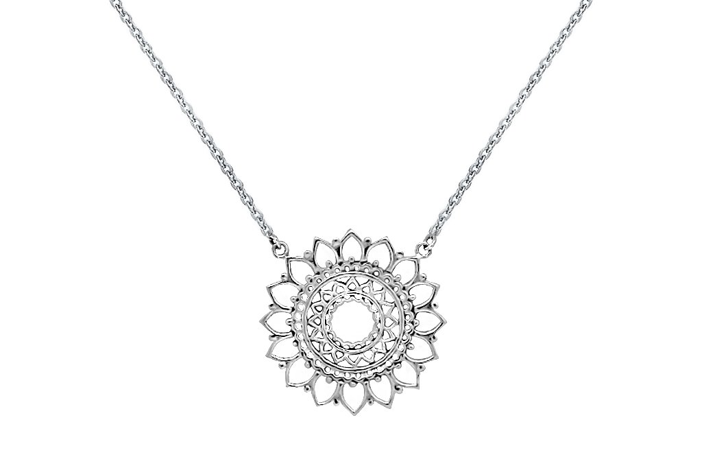 sterling silver necklace sun mandala jewelry for women boho chic