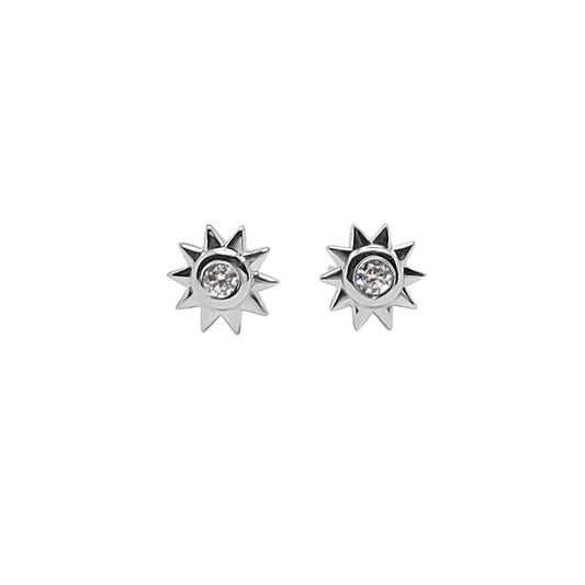 Boucles d'oreilles clous soleil Cz