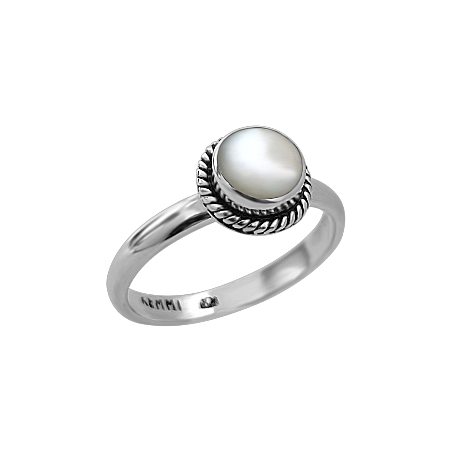 sterling silver band mother of pearl ring kemmi jewelry bohemian classic style