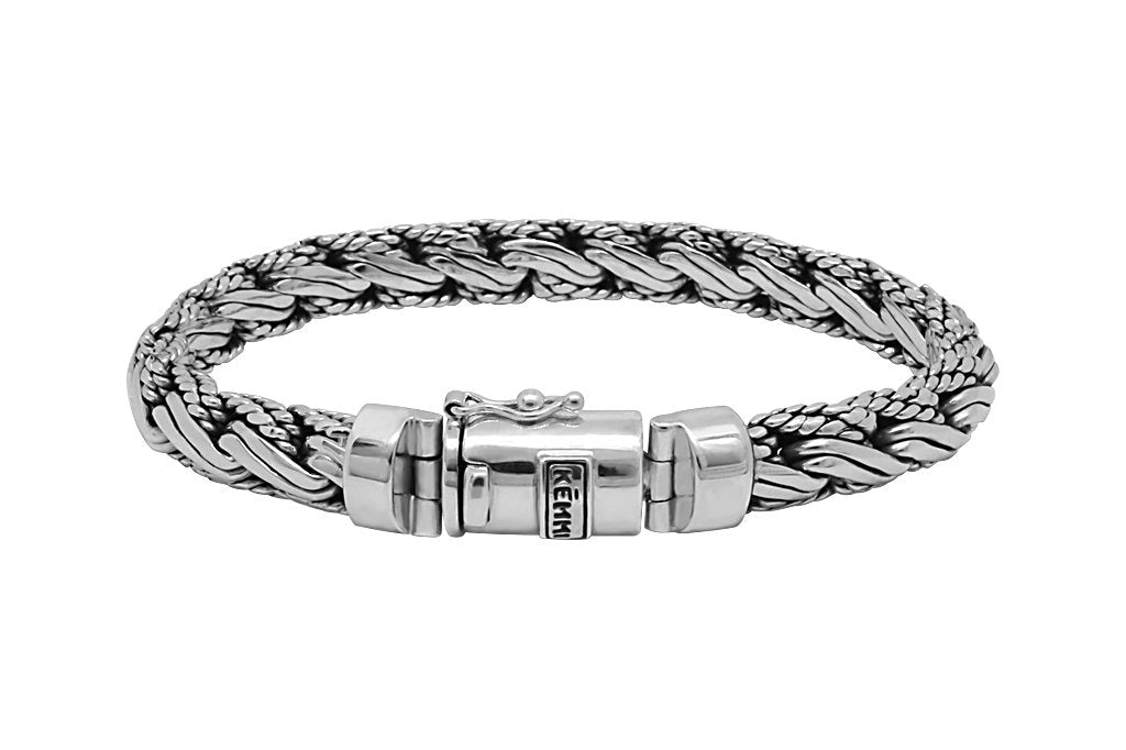 men's bracelet solid sterling silver pusher clasp closure modern quality style kemmi collection