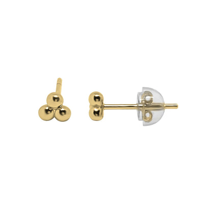 Boucles d'oreilles à triple dot en vermeil en or 18 carats collection kemmi de style de bijoux de tous les jours à la main