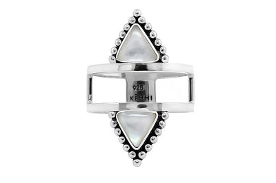 symmetrical triangle ring mother of pearl boho chic style jewellery kemmi collection