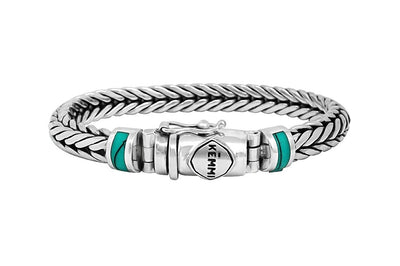 bracelet homme en argent massif déclaration moderne chaîne serpent accessoire pierre turquoise collection kemmi