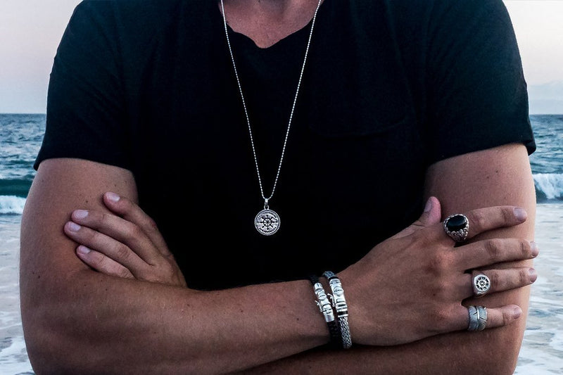 men's sterling silver wheel pendant nautical style handmade jewelry kemmi collection