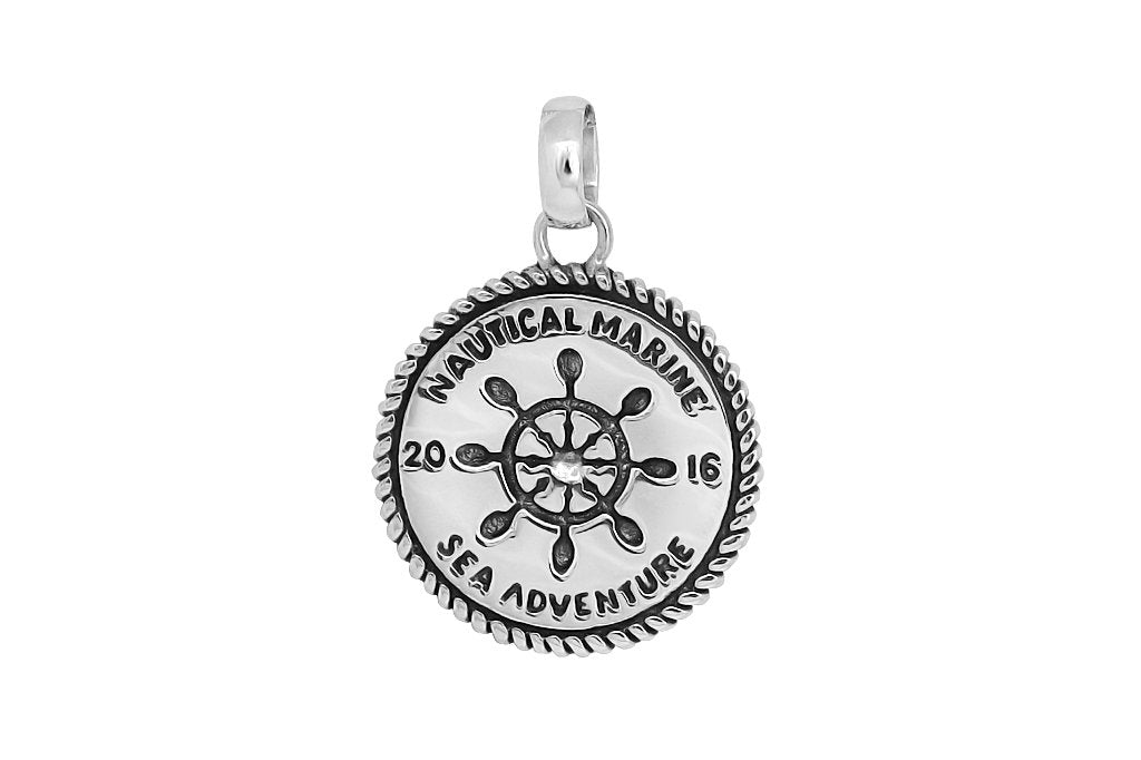 men's sterling silver wheel pendant nautical style handmade jewelry kemmi collection