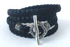 bracelet en cuir noir pour femme fermeture à bascule en argent accessoire de style glam rock Collection Kemmi