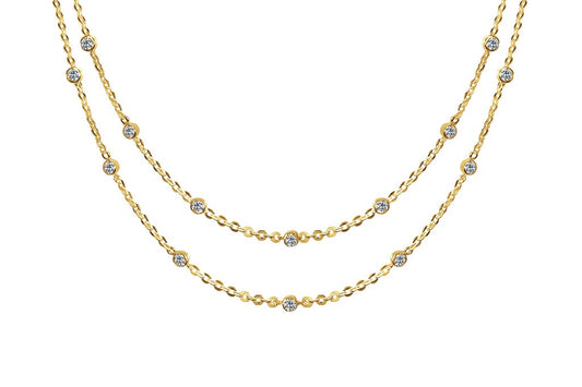 Collier en or jaune chaîne de lunette zircone cubique style superposé bijoux Boho Chic Collection Kemmi