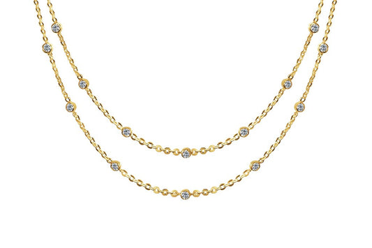 Collier en or jaune chaîne de lunette zircone cubique style superposé bijoux Boho Chic Collection Kemmi
