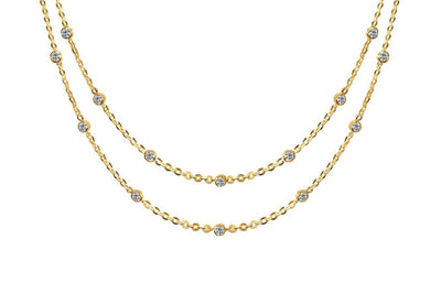 Collier en or jaune chaîne de lunette zircone cubique style superposé bijoux Boho Chic Collection Kemmi