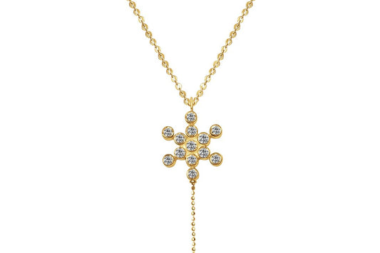 Collier en or jaune 18 carats pendentif fruit de la vie symbole pierres de zircone cubique Y collier style goutte réglable Boho Chic bijoux Kemmi Collection