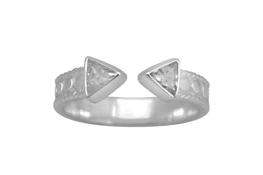 bague manchette en argent blanc empilable à la main zircone cubique bijoux bohème chic collection kemmi