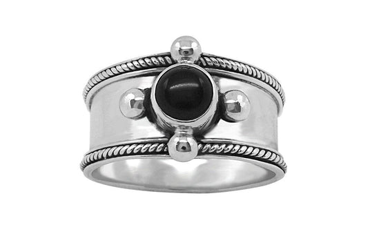 bague femme en argent sterling pierre d'onyx noir fait main bijoux bohème chic collection kemmi