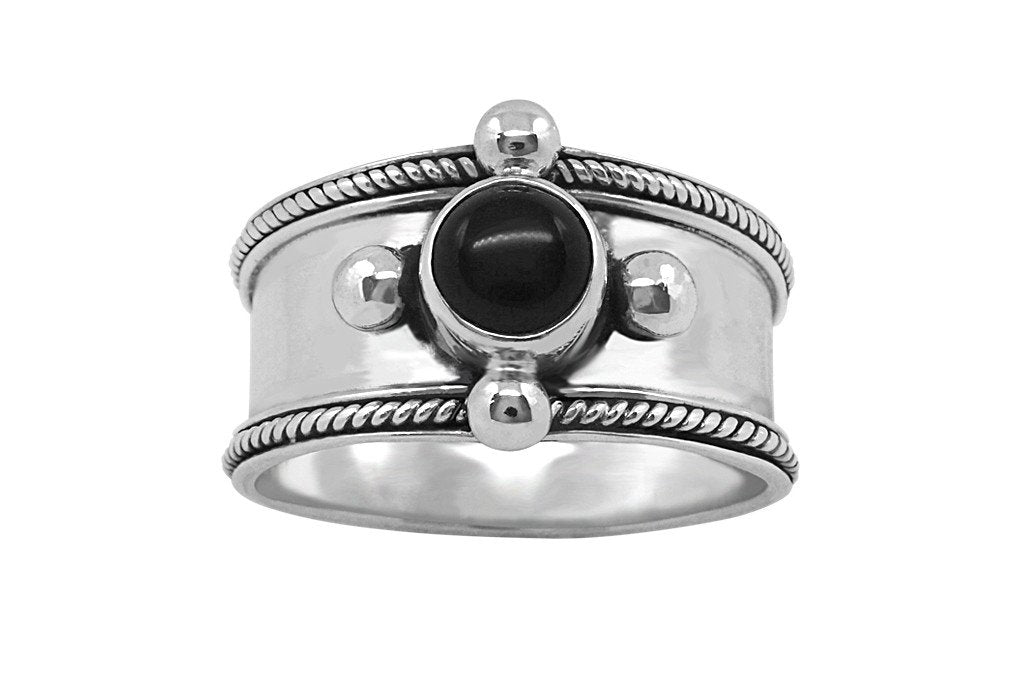 women's sterling silver ring black onyx stone handmade boho chic jewels kemmi collection