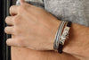 men's leather bracelet sterling silver cuff modern contemporary handmade jewelry kemmi collection
