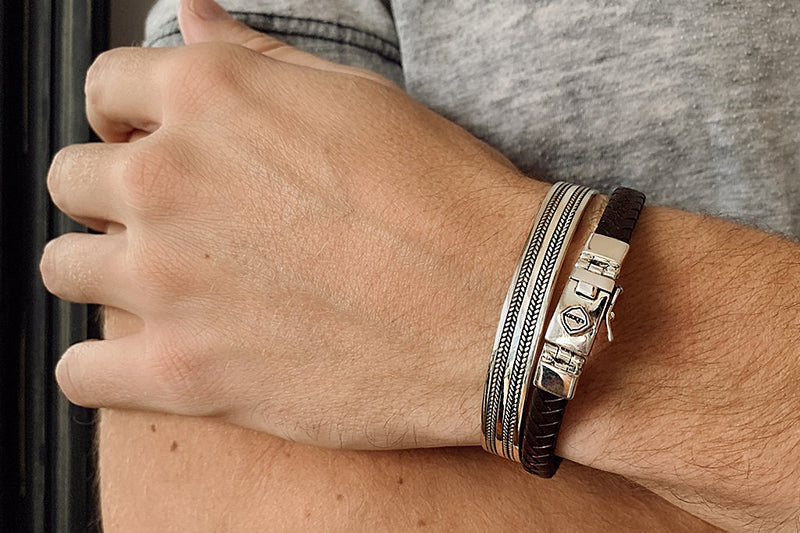 men's silver cuff bangle bracelet modern everyday style kemmi collection