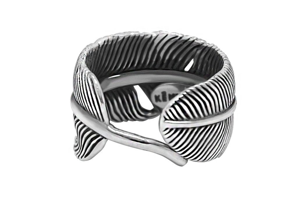 feather style sterling silver ring mens adjustable bohemian modern style