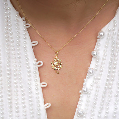 Gold Flake CZ Necklace
