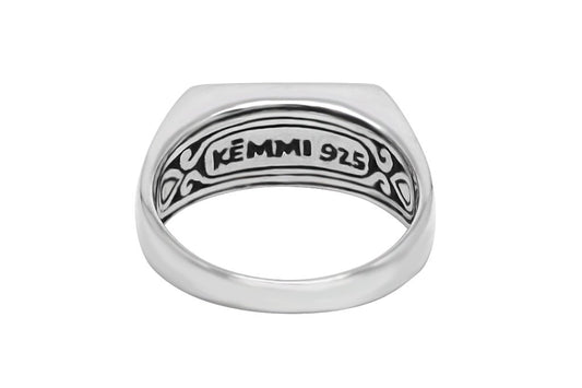 Bague en argent à dessus plat pour hommes