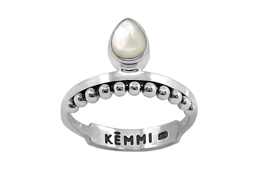 women's silver ring pearl stackable bohemian boho chic jewelry handmade kemmi collection