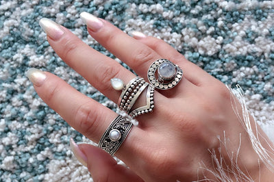 sterling silver ring set stackable boho chic bohemian gypsy handmade jewellery kemmi collection