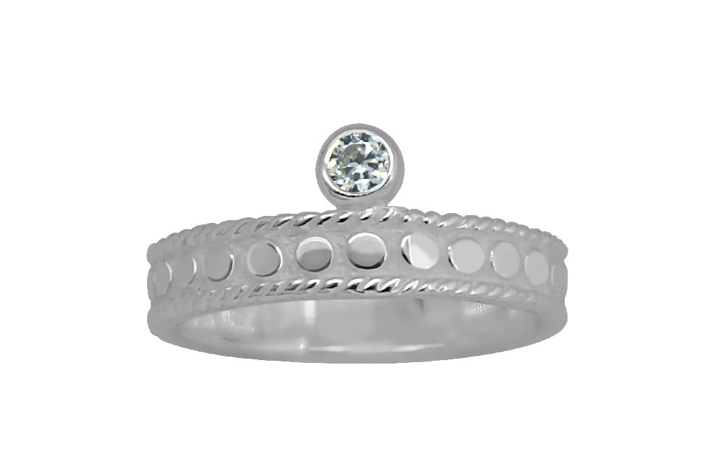 women's white silver handmade ring stackable style cubic zirconia jewelry kemmi collection